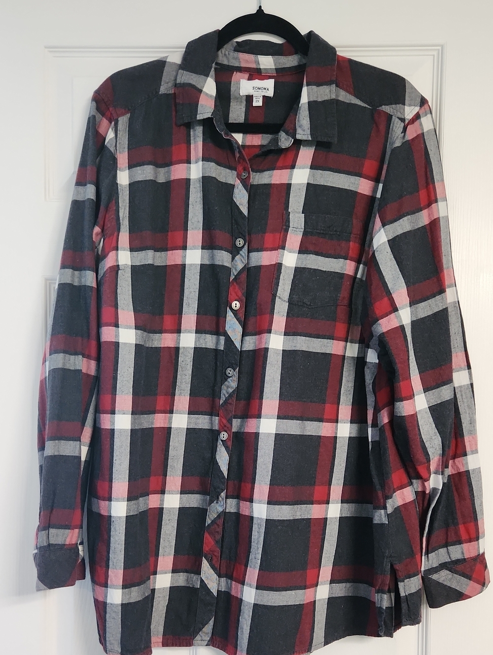 Sonoma Black, Red & White Plaid Button-Down Shirt